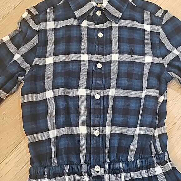 Ralph Lauren plaid tiered flannel shirtdress size 8 cotton - Picture 3 of 13